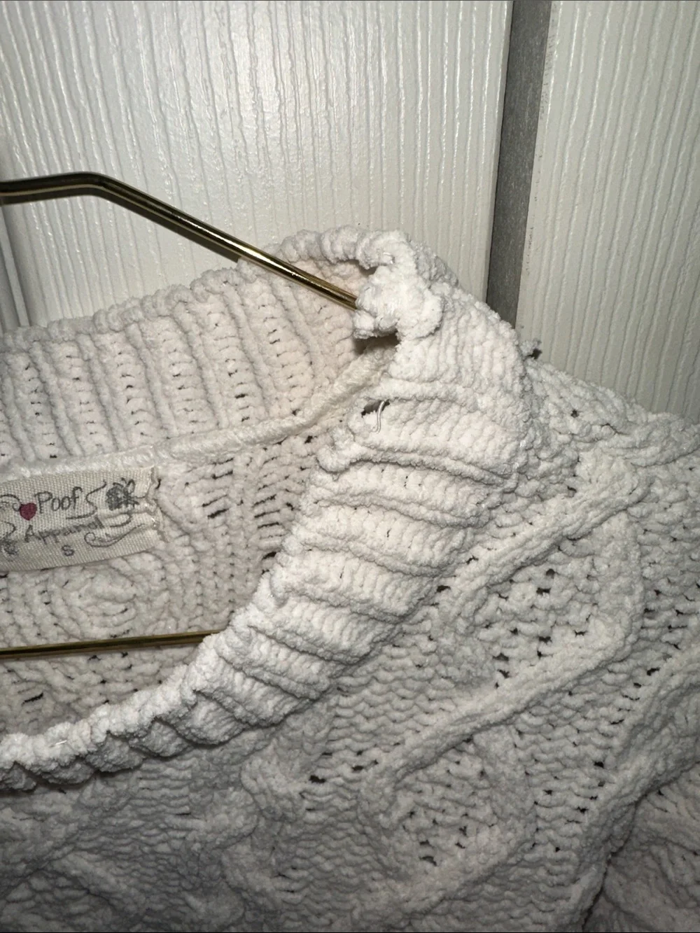 Poof! Cream Cable Knit Crewneck Sweater